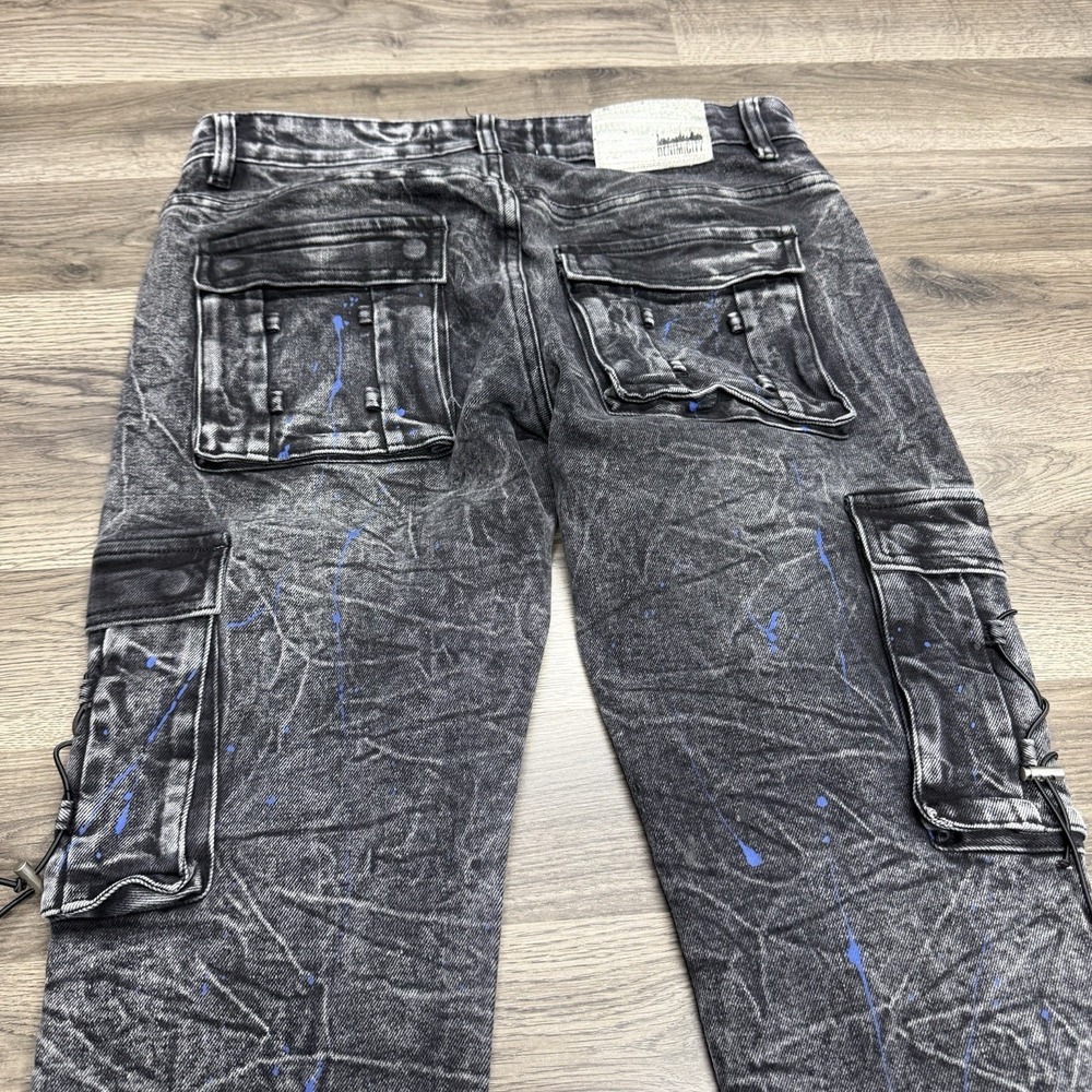 Denim I City Jeans Mens Size 34x30 Distressed Paint Splatter Cargo Jeans - Picture 7 of 13